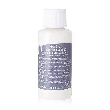 Go Ho Liquid Latex SFX Makeup1 oz,Halloween Monster Zombie Makeup,Quick Drying Multi-Purpose Liquid White Face Paint for Scar Cut Wound Peeling Skin Wrinkles Stipples Burns Blisters,Clear White