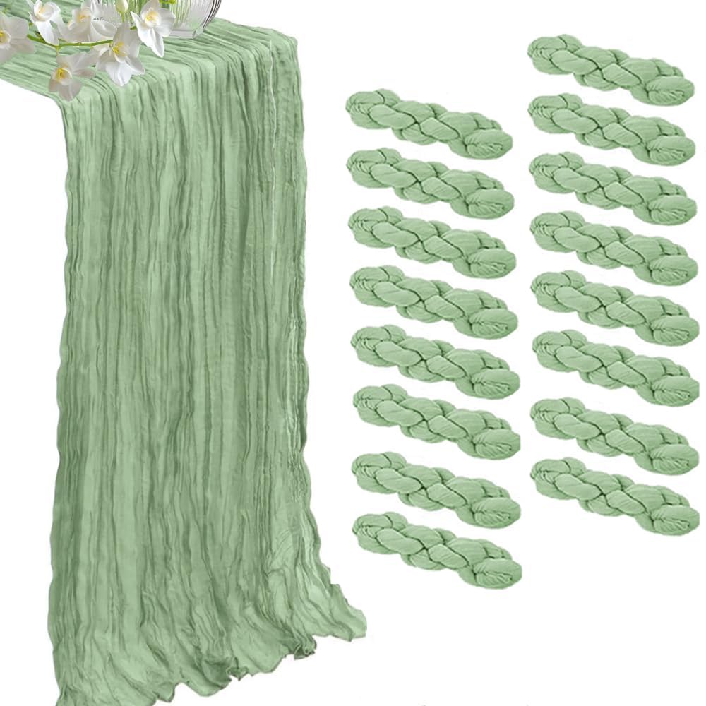 16 Packs Purple Cheesecloth Table Runner 35×118 Inch Boho Rustic Table Runners for Wedding, Baby Shower, and Holiday Decorations.