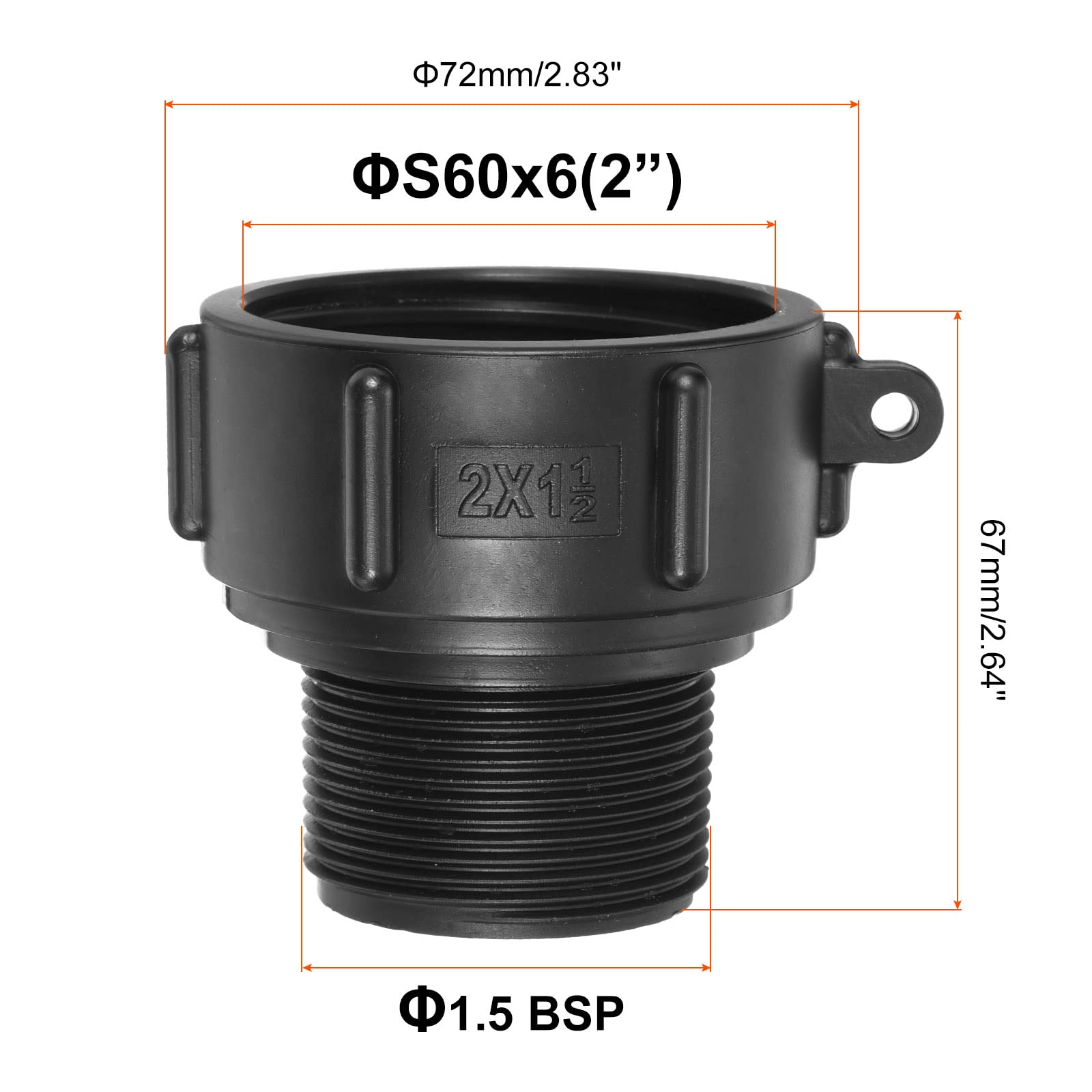 PATIKIL IBC Tote Adapter S60x6 Coarse Thread 1.5 BSP Male, 275-330 Gallon Drain Plug Connector for Water Tank Garden Hose - Image 2