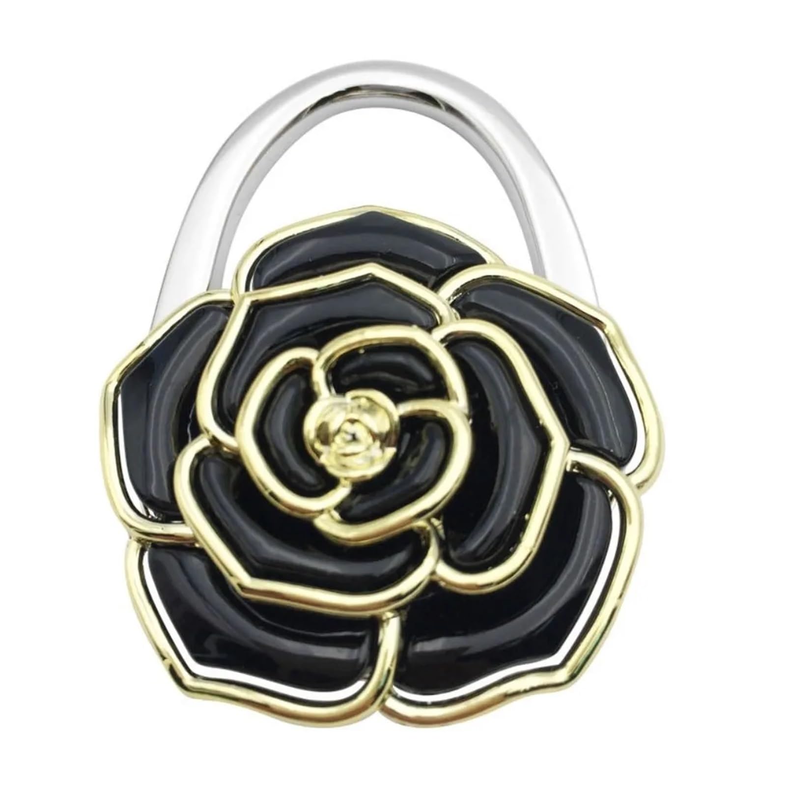 WWYYZAYC Rose Handbag Hook Golden-Edged Creative Purse for Women Portable Briefcase Hanger(Black)
