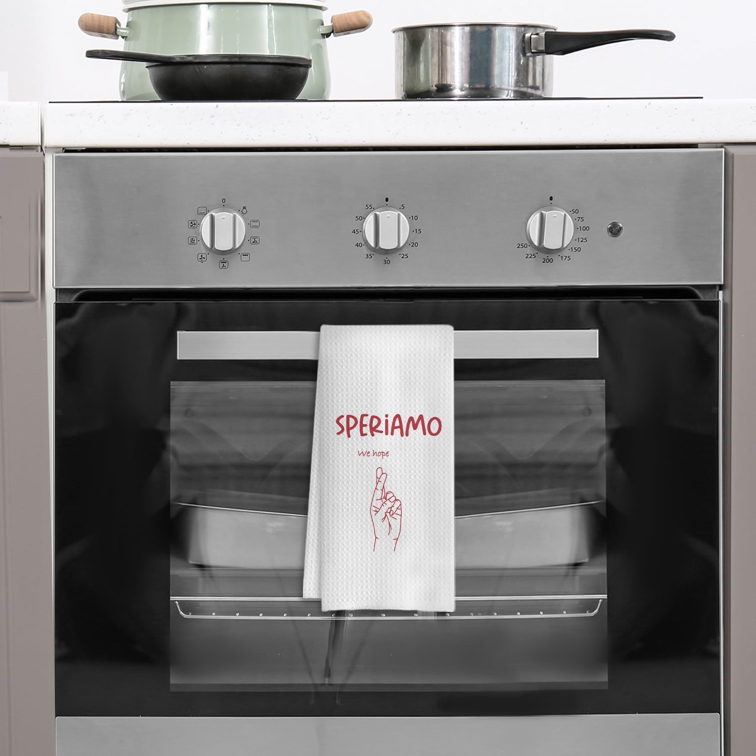 Inspirational Italian Kitchen Towels, Trendy Red Italian Speriamo Hand Gesture Dish Tea Towels for Kitchen Decor, Encouragement Gifts Hand Towels for Bathroom Decor, 16x24 Inches - Image 5