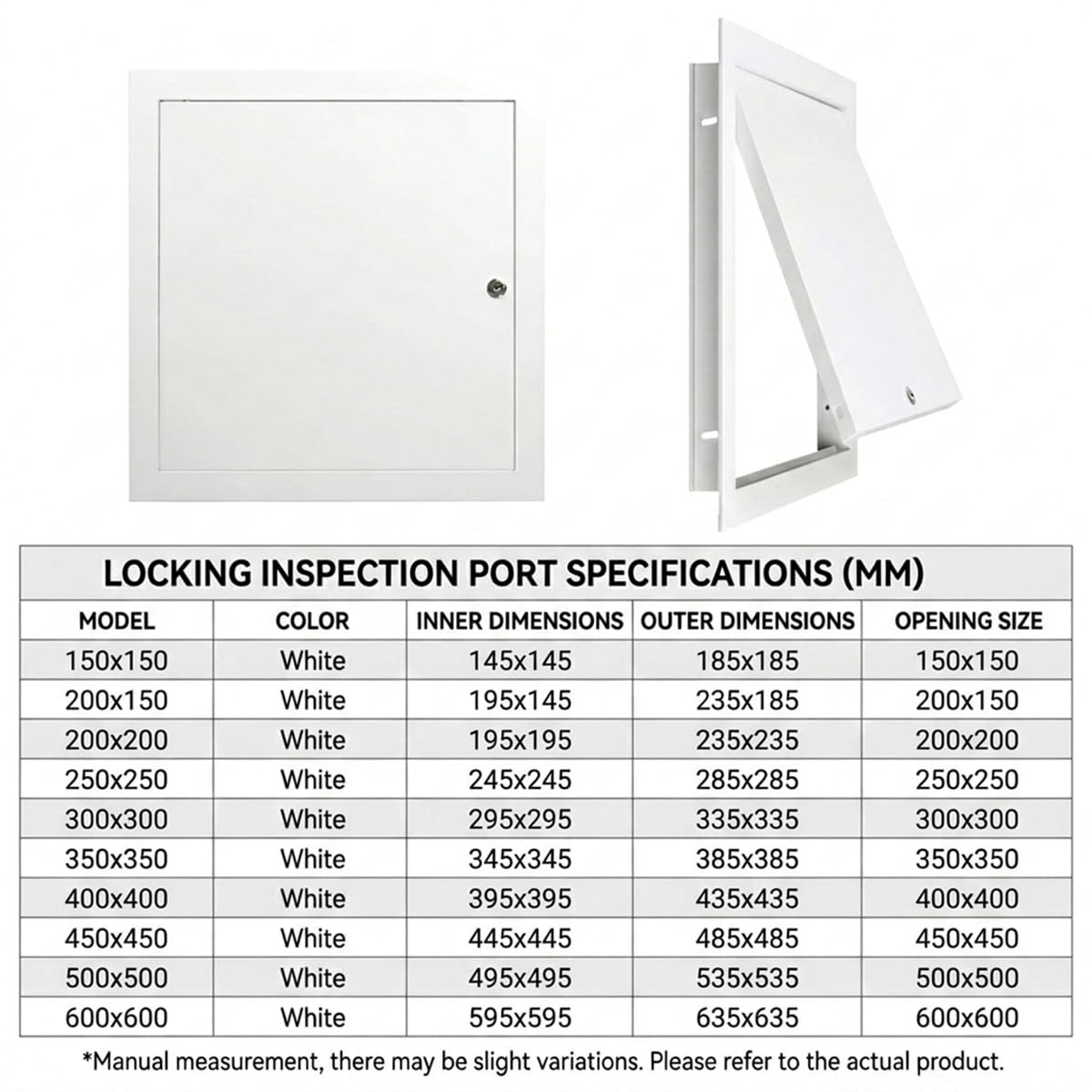 Trampilla Pladur con Cierre para Destornillador, Puerta de Inspección de Aluminio Antioxidante, Compuerta de Registro Empotrada para Válvulas y Mantenimiento(White,300 x350 mm)