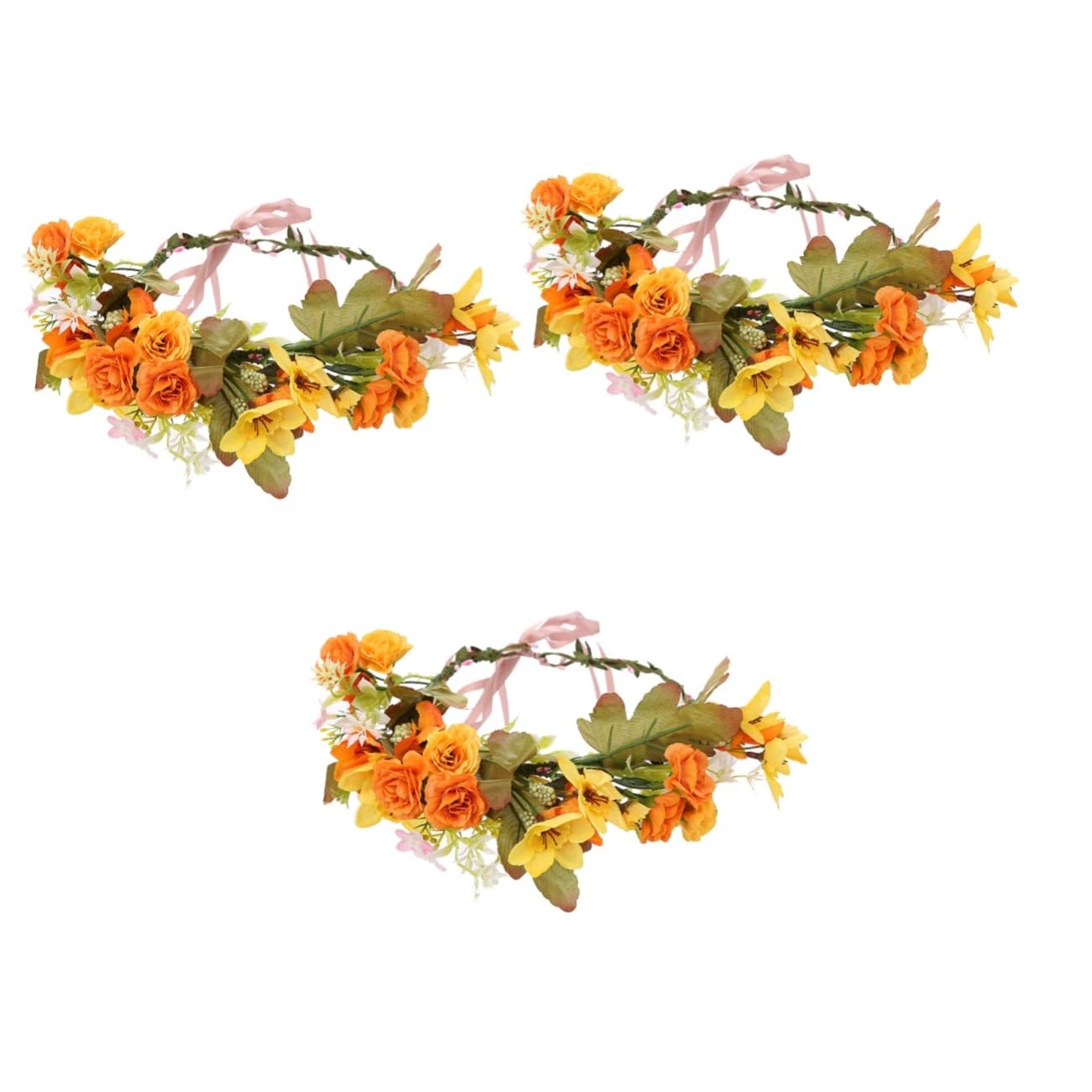 FRCOLOR 3stücke Brautkranz Haarreifen Aus Kunstblumen Orangefarbener Hochzeits Haarschmuck Für Damen Für Partys Bühnenaufführungen Festliche Anlässe Attraktives Accessoire Für