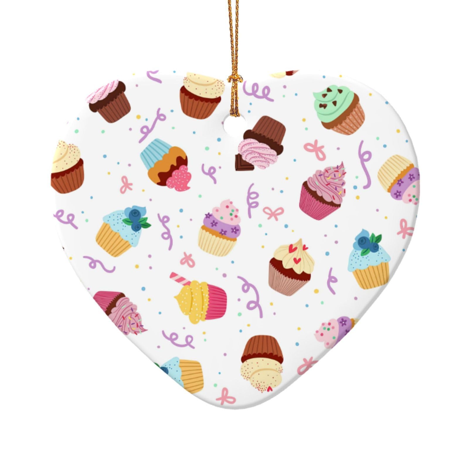 Delicious Cupcakes Vintage Style Ceramic Star Pendant, A Unique Ornament for Rustic Christmas Tree Decorations