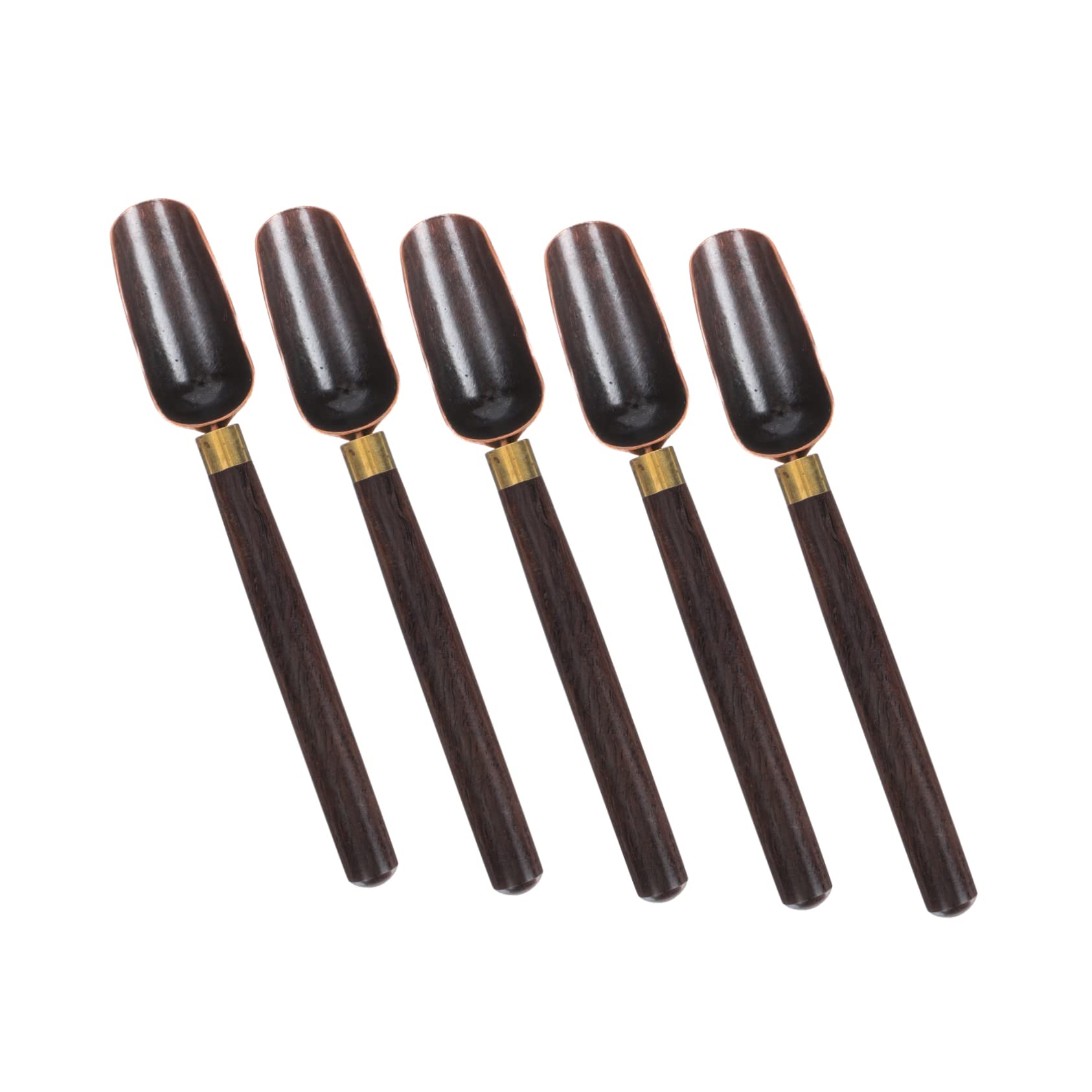 PRETYZOOM Retro Style 5pcs Blackcopper Tea Spoon Set Long Handle Teaspoons for Tea Ceremony