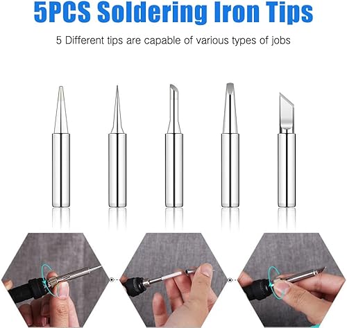 Vista 41 de LDK Kit de soldador electrónico, [actualizado] Juego completo de 60 W 110 V herramienta de soldadura de temperatura ajustable con 5 puntas 12 en 1