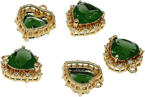Miniatura 7 de ZeaLian Abalorios de corazón de cristal de aleación chapada en oro para hacer joyas, pulseras, collares, aretes, colgantes, suministros de