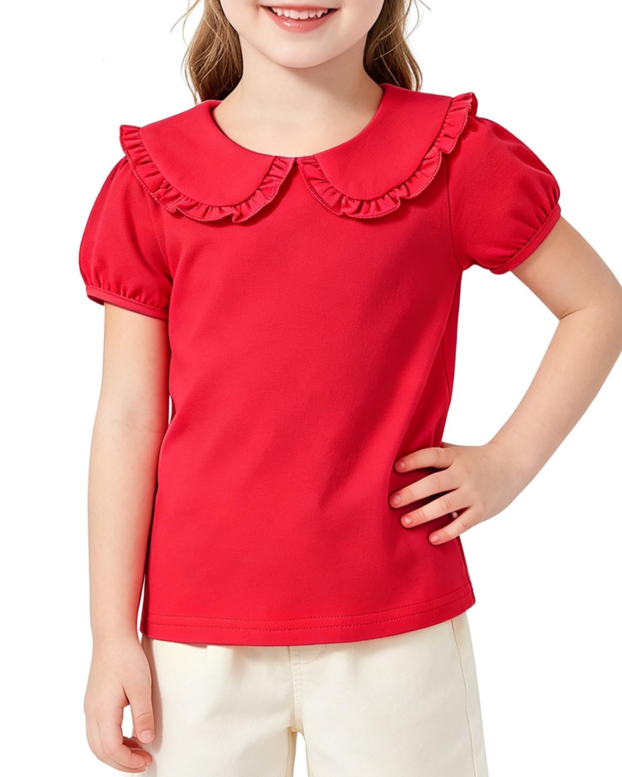 Magic Park 1-14Y Toddler Peter Pan Collar T-Shirt Girl Cotton Blouse