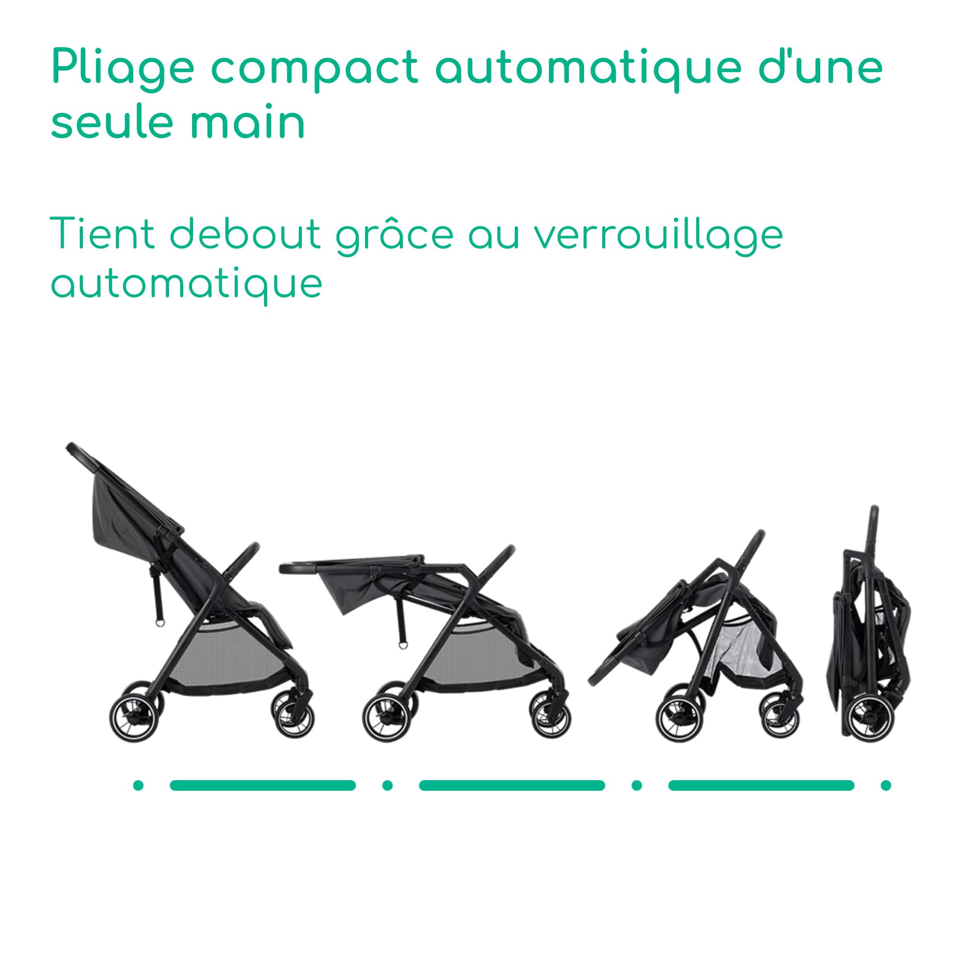 Bebeconfort Azur, Poussette Canne Compacte, 0-3 ans (15 kg), Poussette Bébé Légère, Pliage Automatique à Une Main, Inclinaison Jusqu'en Position Allongée, Panier Spacieux, Mineral Graphite