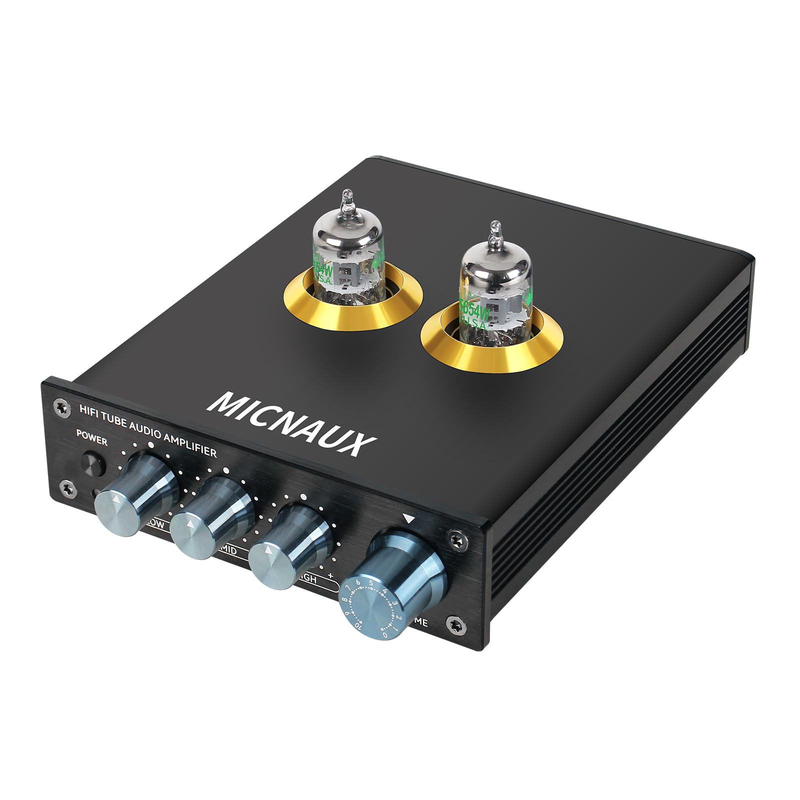 Tube Amplifier 5654W Vacuum Tubes Preamp, HD Stereo Receiver Mini Hi-Fi Power Amp with Volume 3 Band EQ Control for Home Audio Stereo Amplifier Active Speaker
