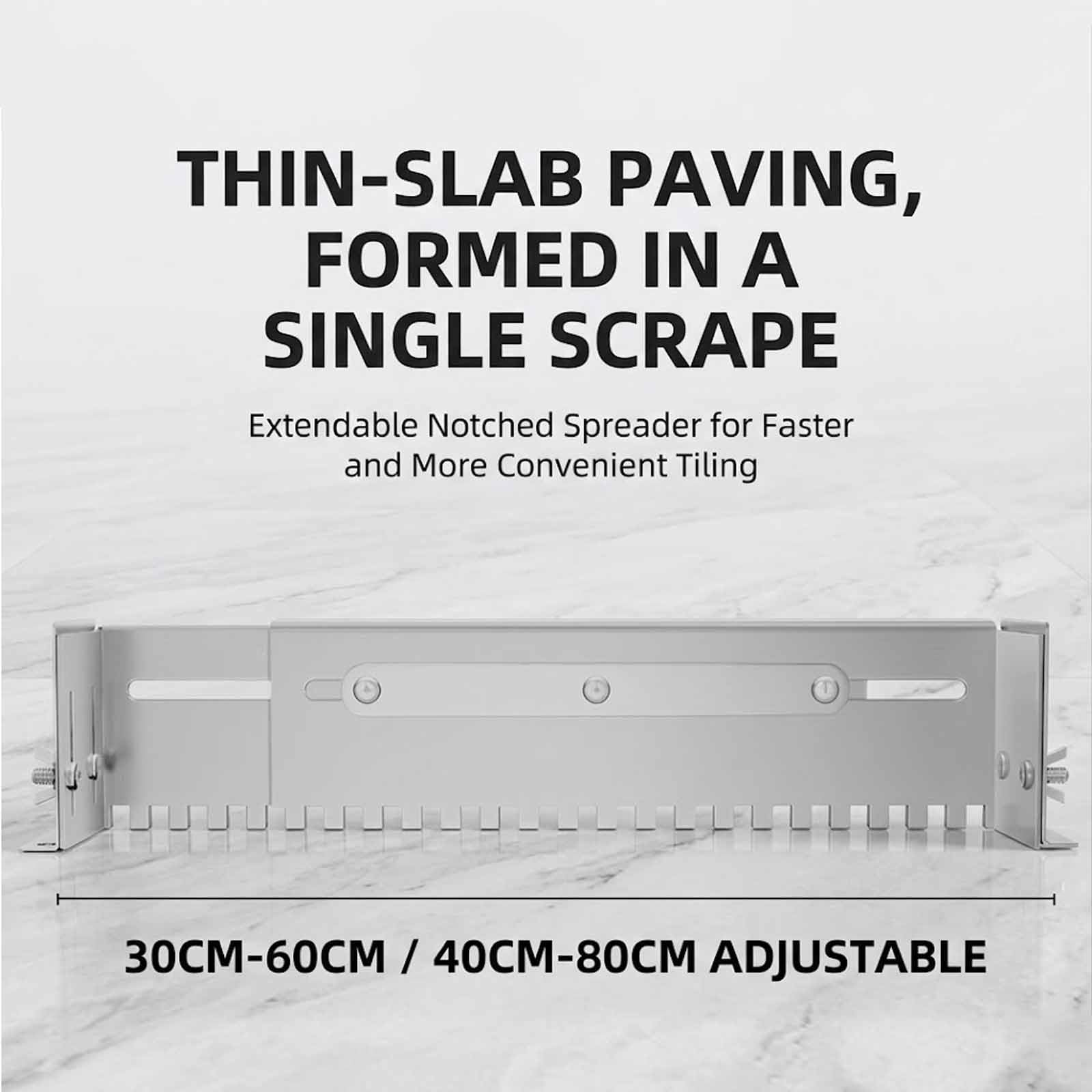 MObyat Llana Dentada Ajustable 600-800mm, Herramienta Ranurado Yeso Acero Inoxidable Diseño Telescópico, Amplitud Raspado Ajustable, Nivelación Instalación Precisa Azulejos Suelo