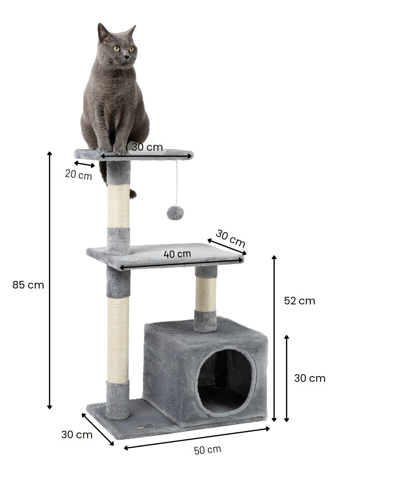 lionto Tiragraffi per Gatto Albero Tiragraffi Gatto Gioco Giocattolo Gatti Altezza 85 cm, Grigio Chiaro