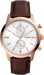 ساعة كاجوال انالوج بسوار من الجلد للرجال من فوسيل تاونزمان، FS5468، بسوار بني