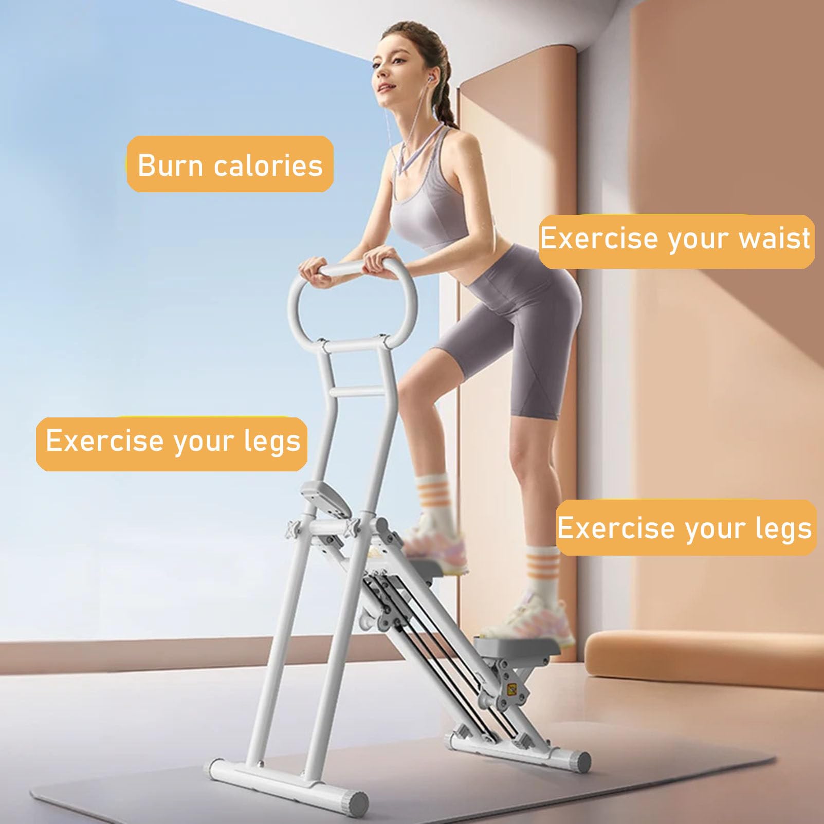 Stepper Fitness Casa Macchinario per Arrampicata Verticale Pieghevole Altezza Regolabile Donna Uomo Anziani Climber Macchina per Esercizi Cardio Allenamento Gambe
