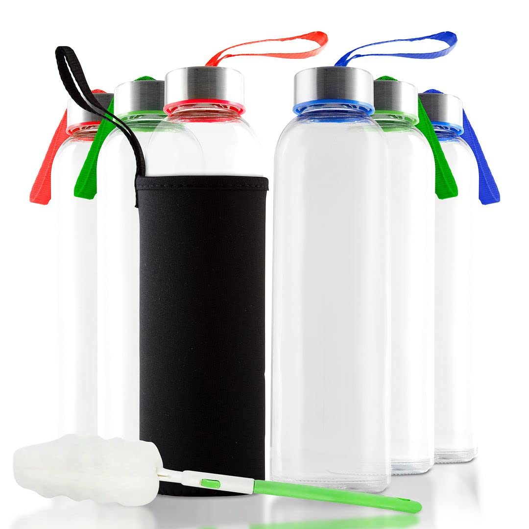 Chefs Stardrinking Bottles 18 Oz Reusable Clear Glass Bottles
