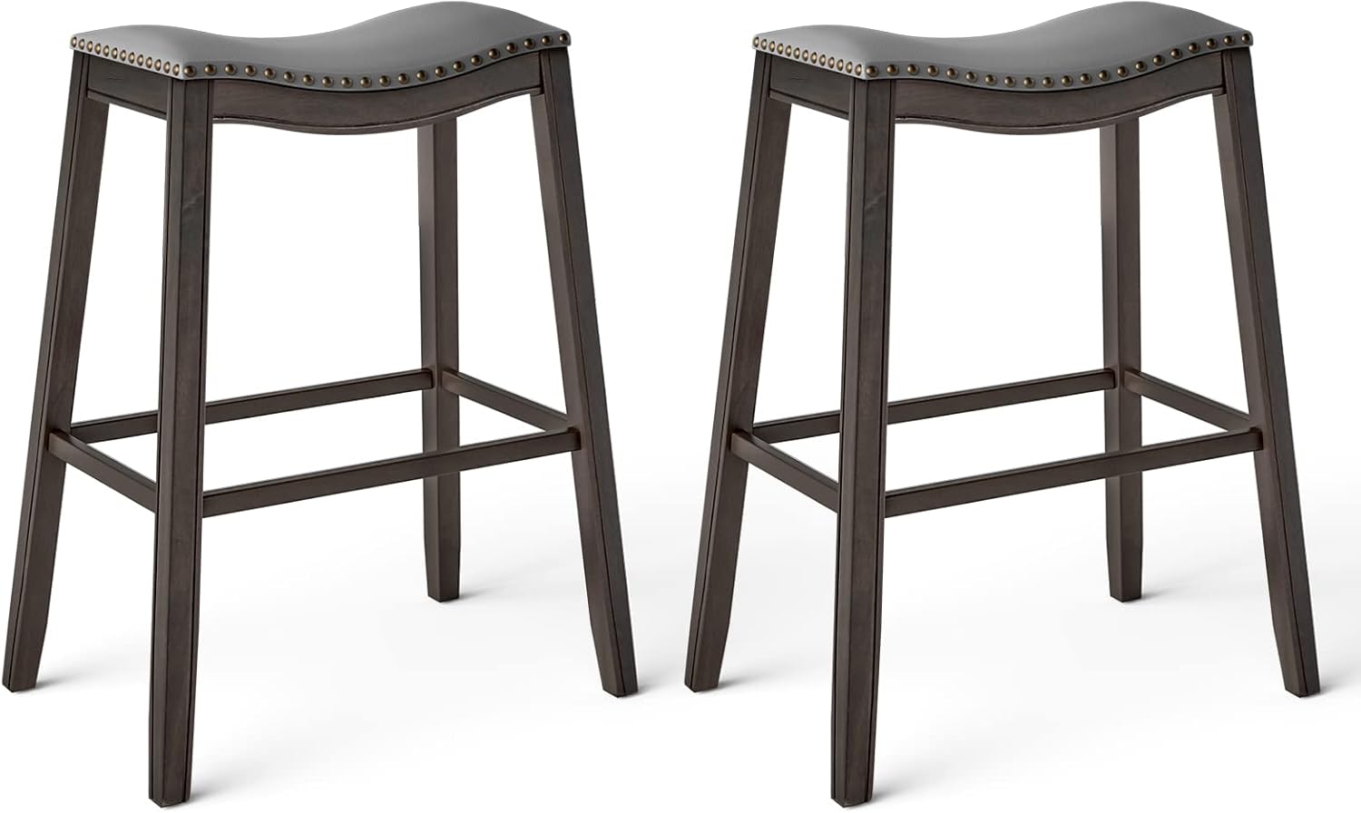 ERGOMASTER 29 Inch Bar Stools Set of 2 Counter Barstool with Pu Leather, Backless