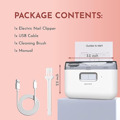 Miniatura 7 de Cortaúñas eléctrico automático, 2 en 1, recargable, para bebés, adultos y personas mayores, pulidor de manicura resistente con LED de seguridad para