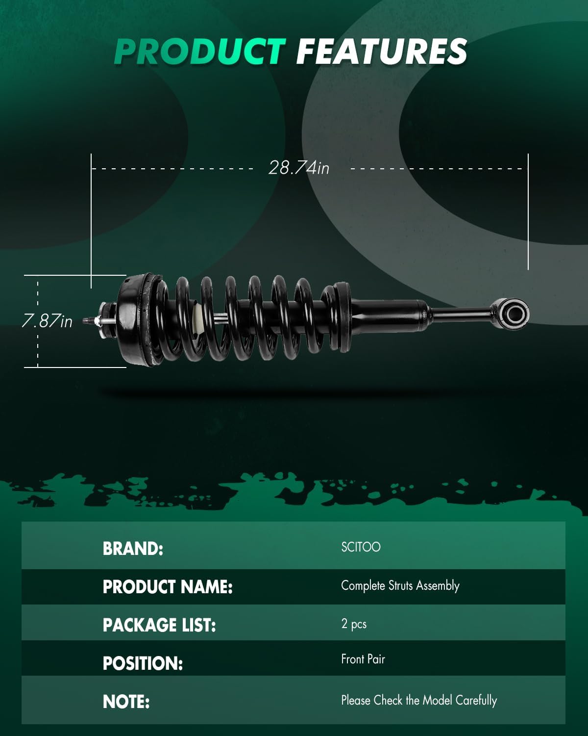 SCITOO Complete Strut and Shock Coil Spring Assembly fit 2002 2003 for Explorer,2002 2003 for Mercury Mountaineer (Front Pair)