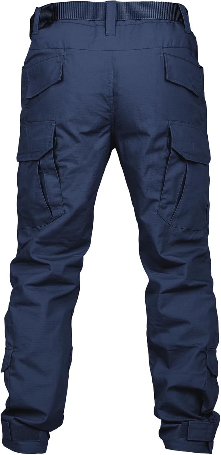 Men's Tactical Pants Camo Cargo Pants Ripstop Work Hiking Pants with 10 Pockets No Belt