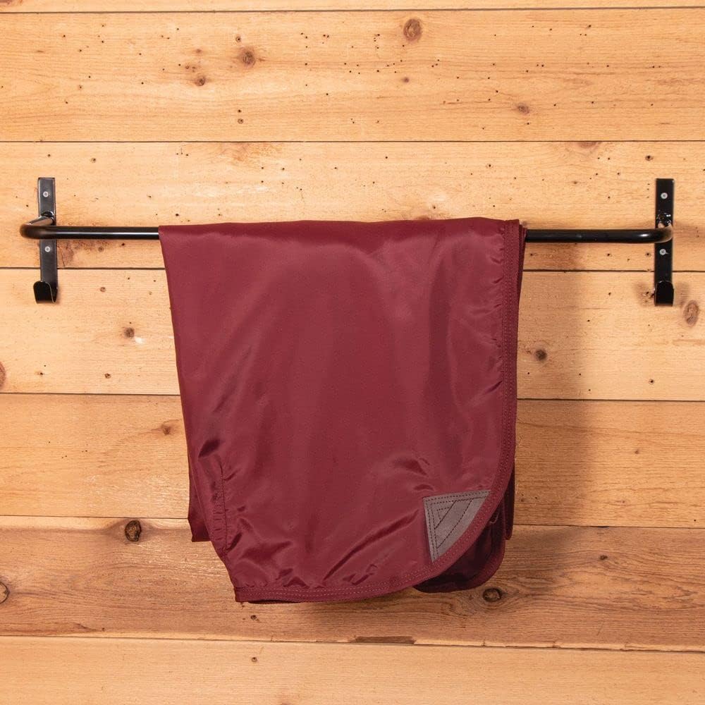 EASY-UP Horsewear Bar with Tack Hangers | Heavy-Duty Horse Blanket Rack | 34.25" Bar with Hooks for Halters & Leads | Mounts Easily to Stall Fronts | Ideal for Barn & Tack Room Use | Color Black