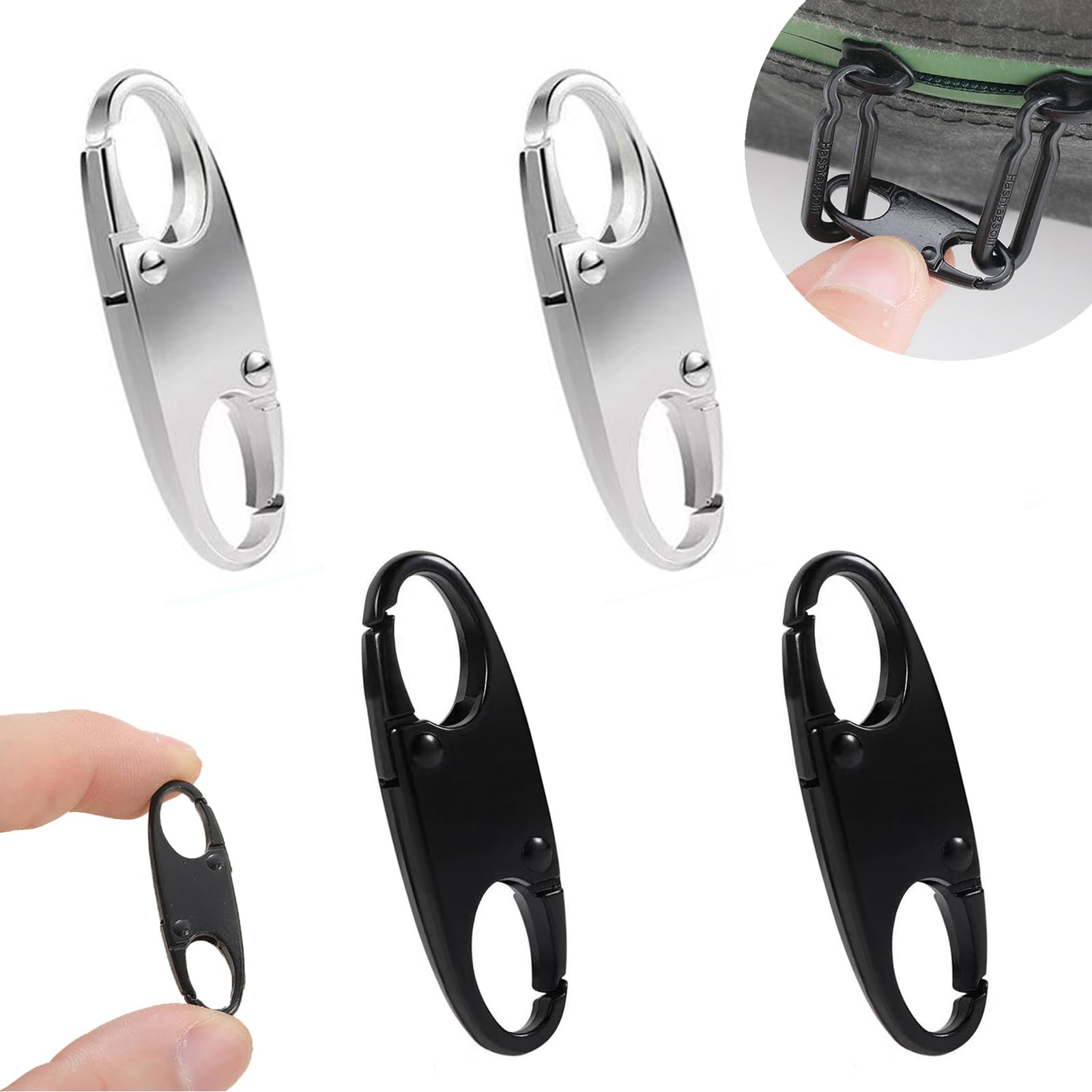 ジッパークリップ盗難防止 4個入り ファスナー 引き手 バックパックジッパーロック キーホルダー海外 旅行 空港 検査 取り外し可能ジッパーコネクター 防犯グッズ