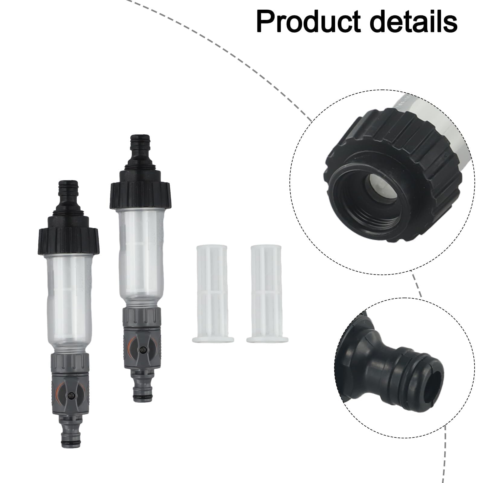 Set 2 Filtri Acqua Per Camper Con Valvola Regolazione – Adattatori 1/2” E 3/4”, Filtraggio 0.15 Mm, Trasparente