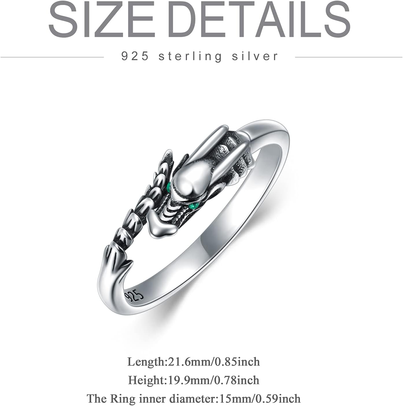 PROESS Dragon Ring Sterling Silver Dragon Jewelry for Women Men