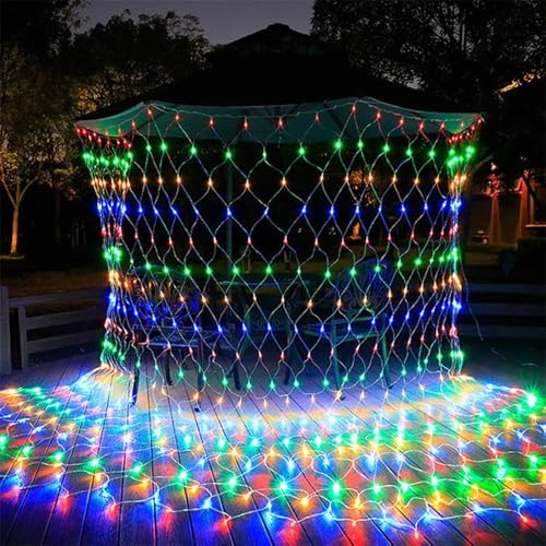 TechPride LED Net Mesh String Lights | 192 LED Multicolor Fairy Lights with 8 Modes | 9.8ft x 6.6ft Decorative Mesh Lights for Home, Balcony, Garden, Wedding, Diwali, Christmas & Party Decoration