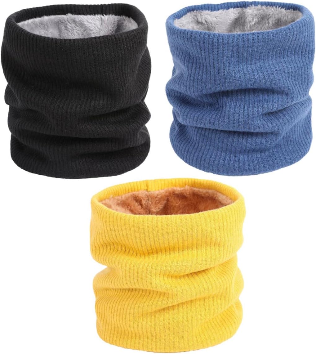 COLLBATH 3pcs Double Fleece Neck Warmer Scarf for Men Women Soft Windproof Comfortable Autumn Collar Scarf for Outdoor Use