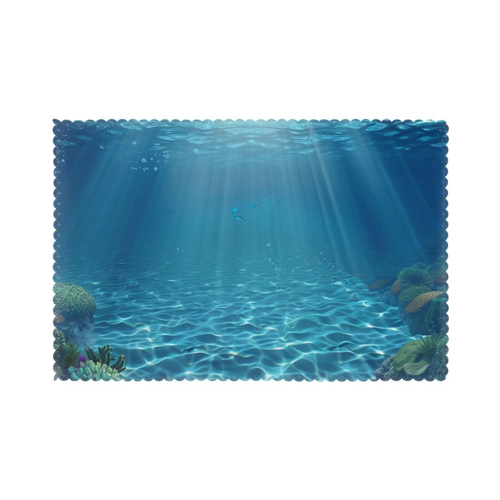 Tranquil Underwater Scenery Printed Placemat Heat Resistant Place Mats Set of 6 PCS Washable Kitchen Table Mats, 12x18 Inch