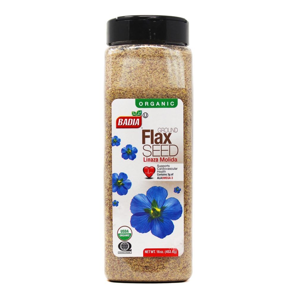 Badia Organic Flax Seed, Ground, Kosher, Gluten Free, 16 Ounces (Pack Of 4) Badia Organic Flax Seed, Ground, Kosher, Gluten Free, 16 Ounces (Pack Of 4)