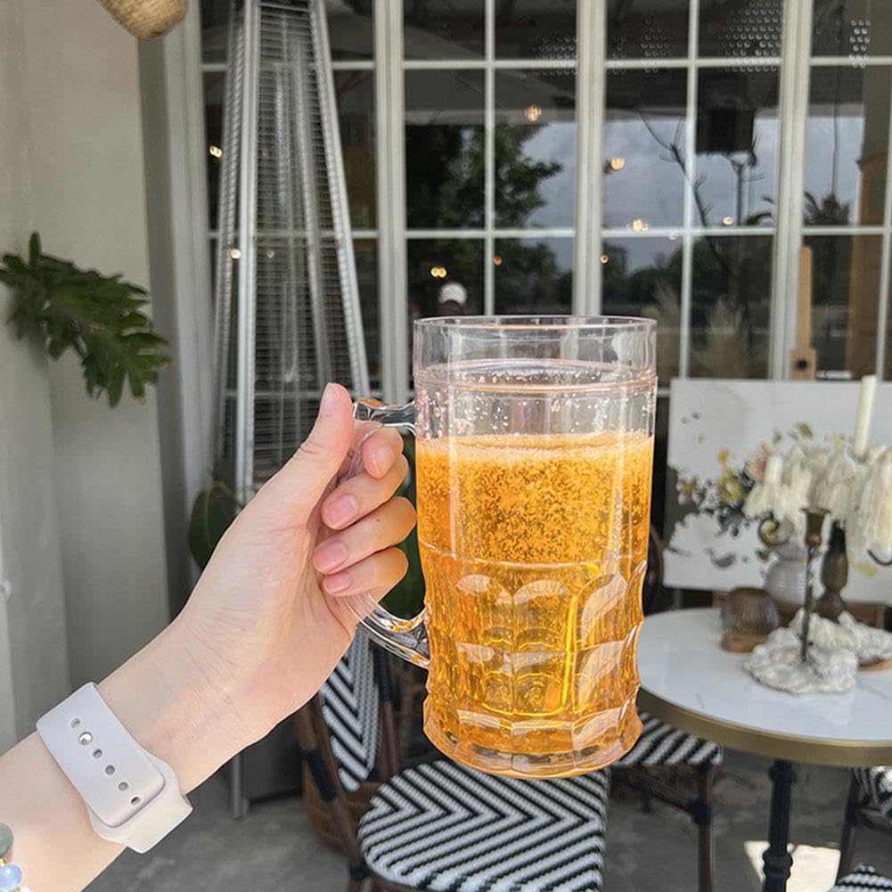 CAKEEYUM Lot De 2 Chopes à Bière Factices, Chopes à Bière Drôles Double Couche De 450 ML, Doubles En Plastique PS Avec Poignées, Modèle Mezzanine, Chope Pour Boissons Bar, Chop - 8