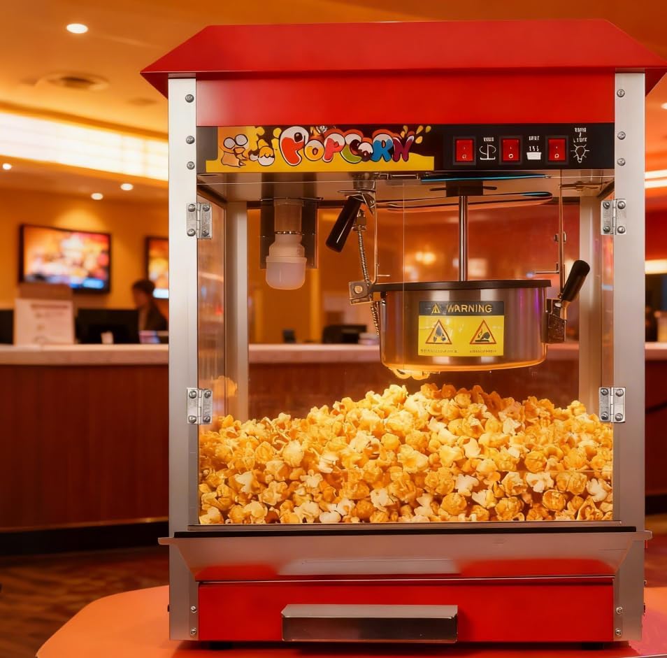 Professional Popcorn Maker Machine, 10 Oz Kettle & 1300W for 60 Cups, Authentic Theater Style Popper with Premium Stainless Steel and Safety Glass, disponible en Yaxa Guatemala