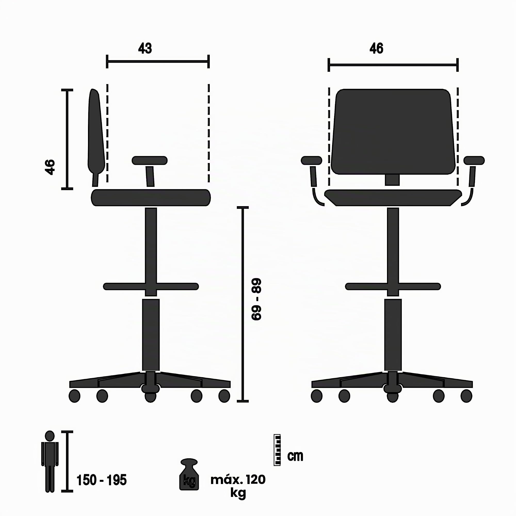 hjh OFFICE Silla de Trabajo Silla de Oficina Taburete Giratorio Top Work 108 Tela Malla Reposapiés Regulable en Altura Blanco