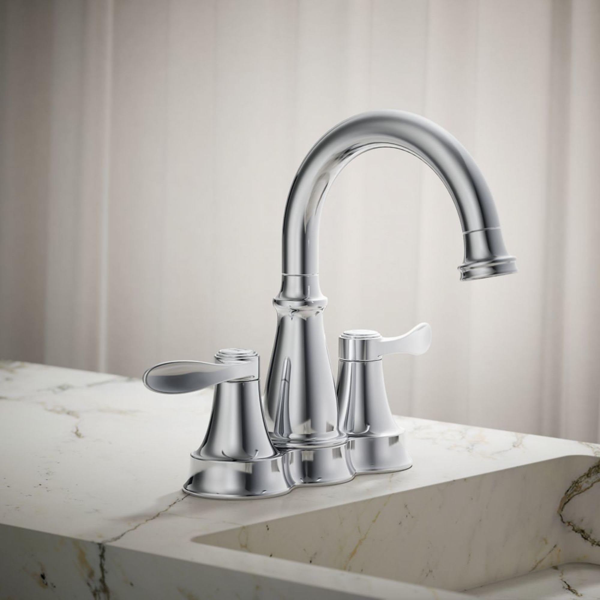 KOHLER K-27378-4K-CP Bellera® Centerset Bathroom Sink Faucet, 1.0
