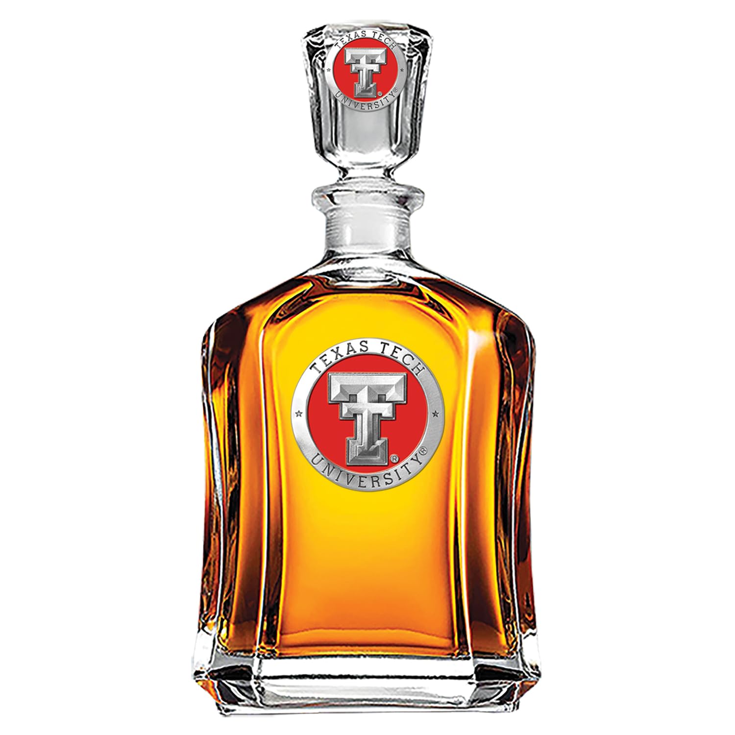 Heritage Pewter Texas Tech Capitol Decanter | 24 OZ Whiskey Decanter for Liquor with Airtight Stopper | Expertly Crafted Pewter Glass