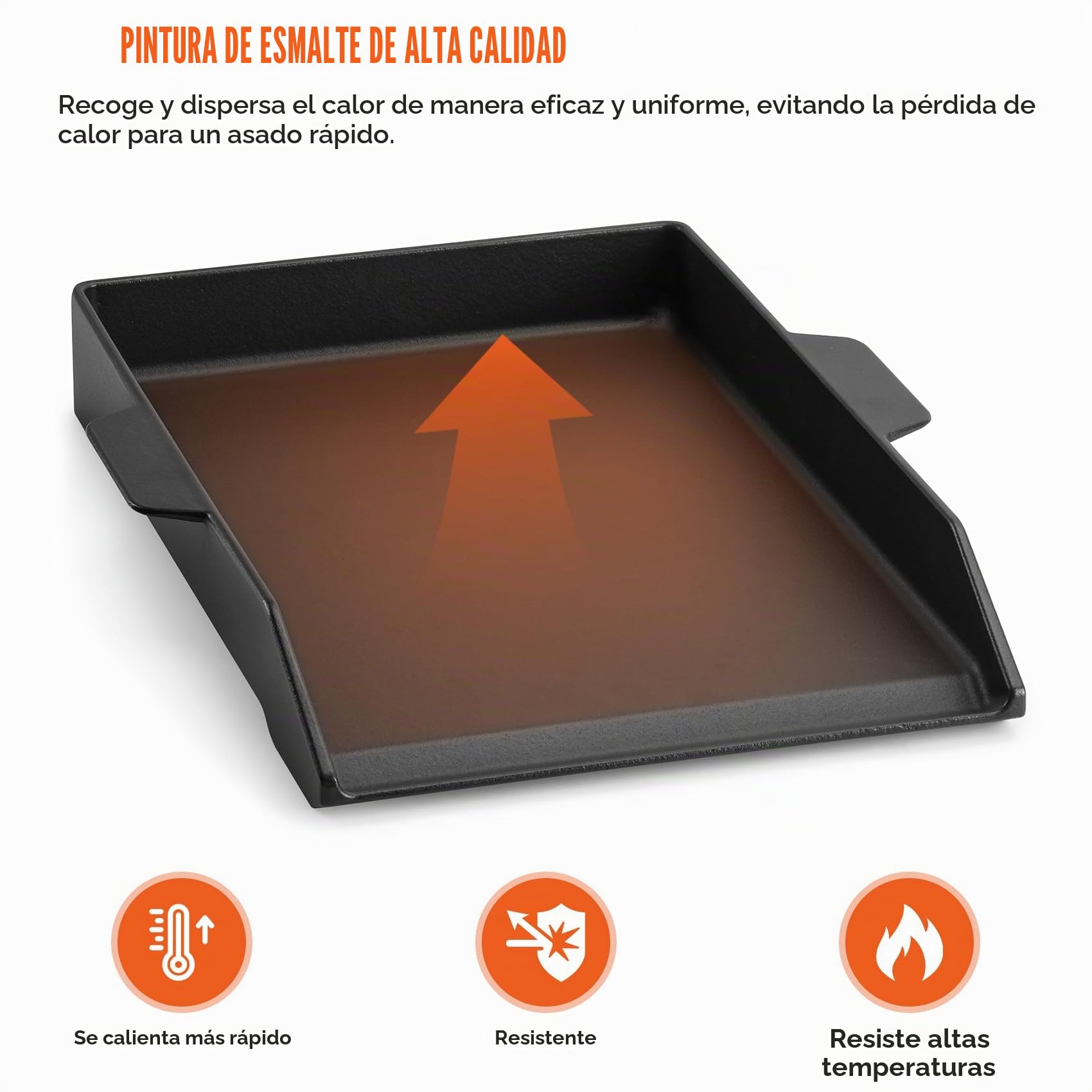 Onlyfire BBQ Griddle Plancha de Hierro Fundido Esmaltado, Placa de Parrilla con Paredes Laterales Extra Altas para Cocinas de Gas, Parrillas de Gas y Carbón, 46 x 31 cm x 6.5 CM