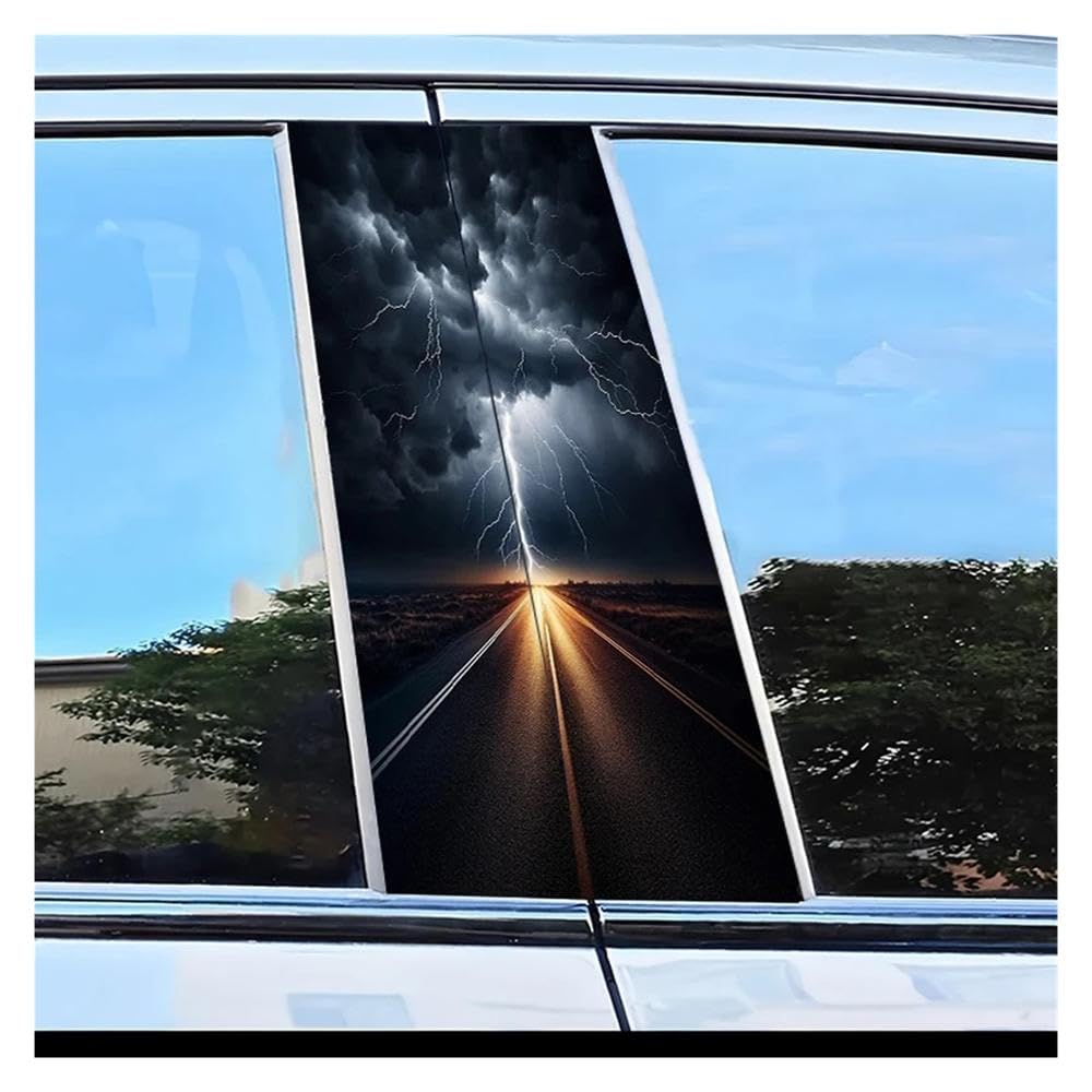 Car Parts 2pcs Car Center Column Decal Lightning Pattern Scratch Resistant Film