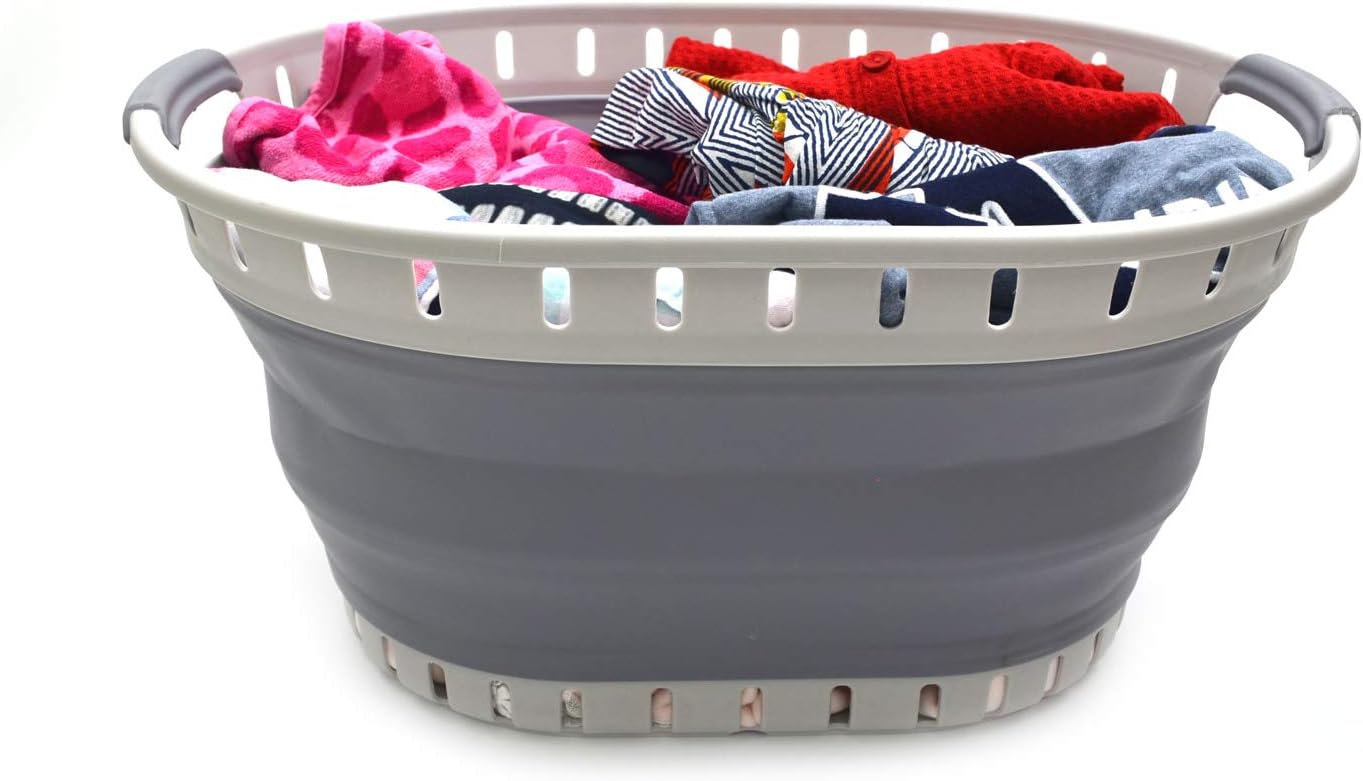 Collpasible Laundry Basket (25L Collapsible Laundry Basket with Holes (Dark Grey))