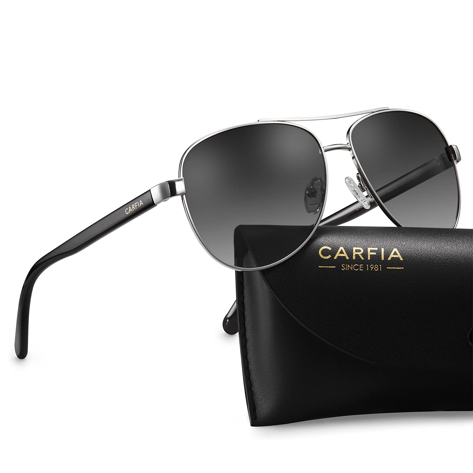 CARFIA Retro polaryzacyjne damskie męskie okulary przeciwsłoneczne UV400 ochrona na zewnątrz jazda sport z metalową ramą, X: Srebrna Ramka Gradient Szary Soczewka, 1
