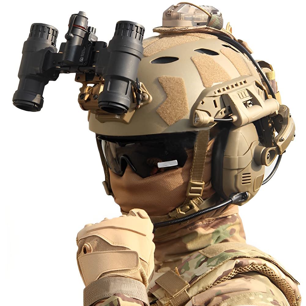 Military FAST SF Tactical Helmet, Noise Reduction Bluetooth Headset with L4G24 NVG Mount, Signal Light, Goggles, Dummy Model Night Vision Goggles Gear, Airsoft BBS Game