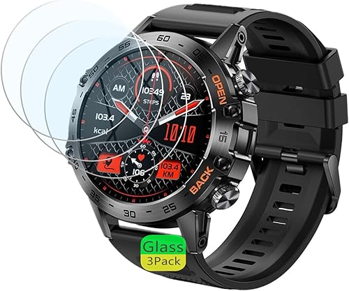 Protector de pantalla de reloj inteligente militar compatible con SUNKTA K52 de 1.39 pulgadas (paquete de 3) Película de vidrio templado 9H