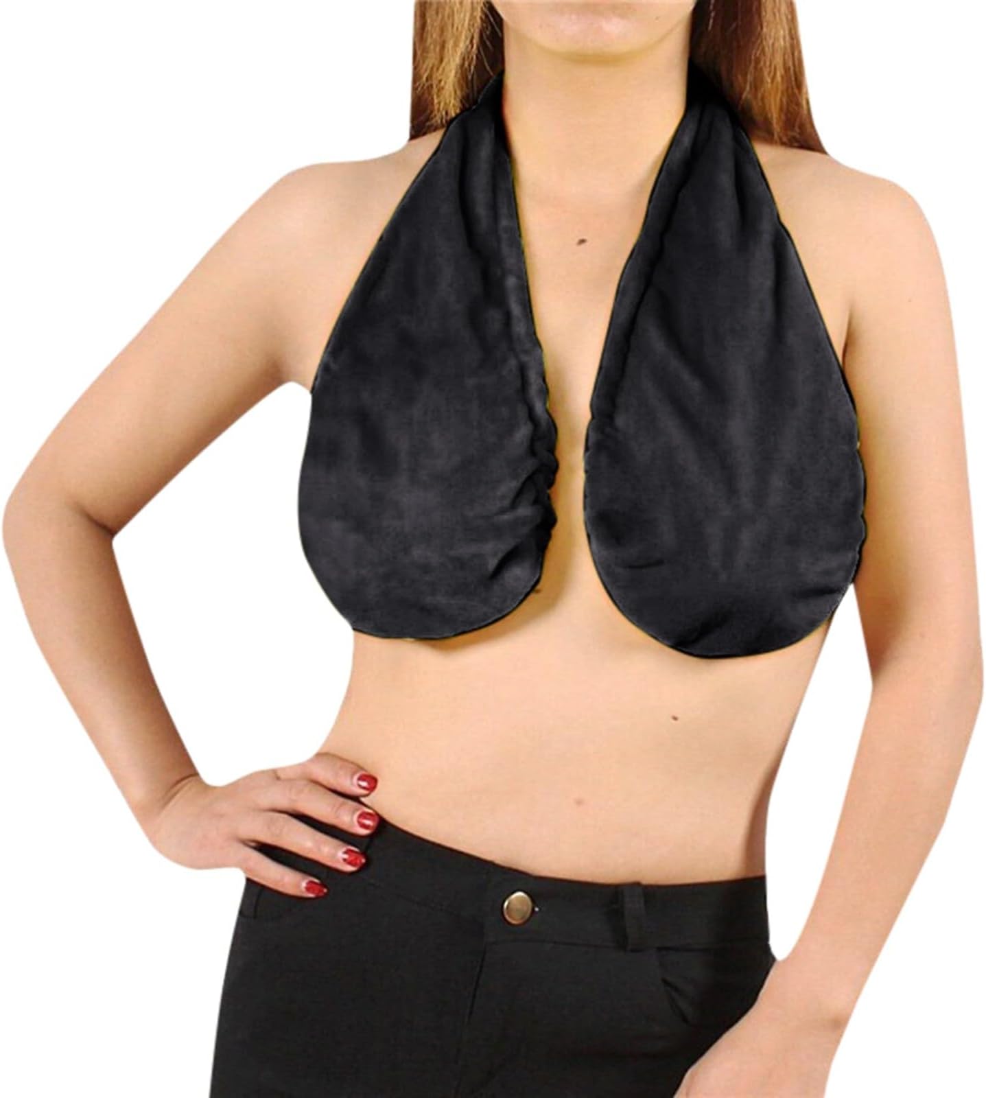 Women's Comfortable Towel Bra - Solid Daily Backless Casual Gathering Adjustment Yoga Sleep Large Black