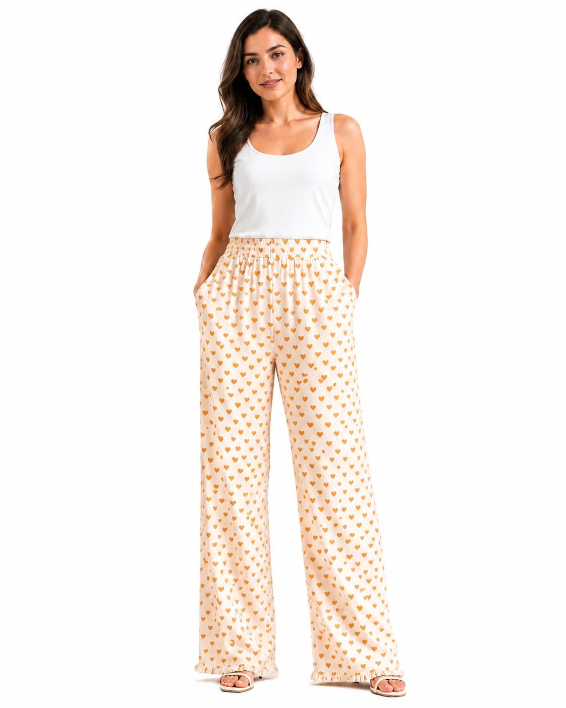Ashrafi Traders Women's Rayon Palazzo Pants | Regular Fit | Solid Yellow | Elastic Waist | Soft & Comfortable | Casual Wear-image-2