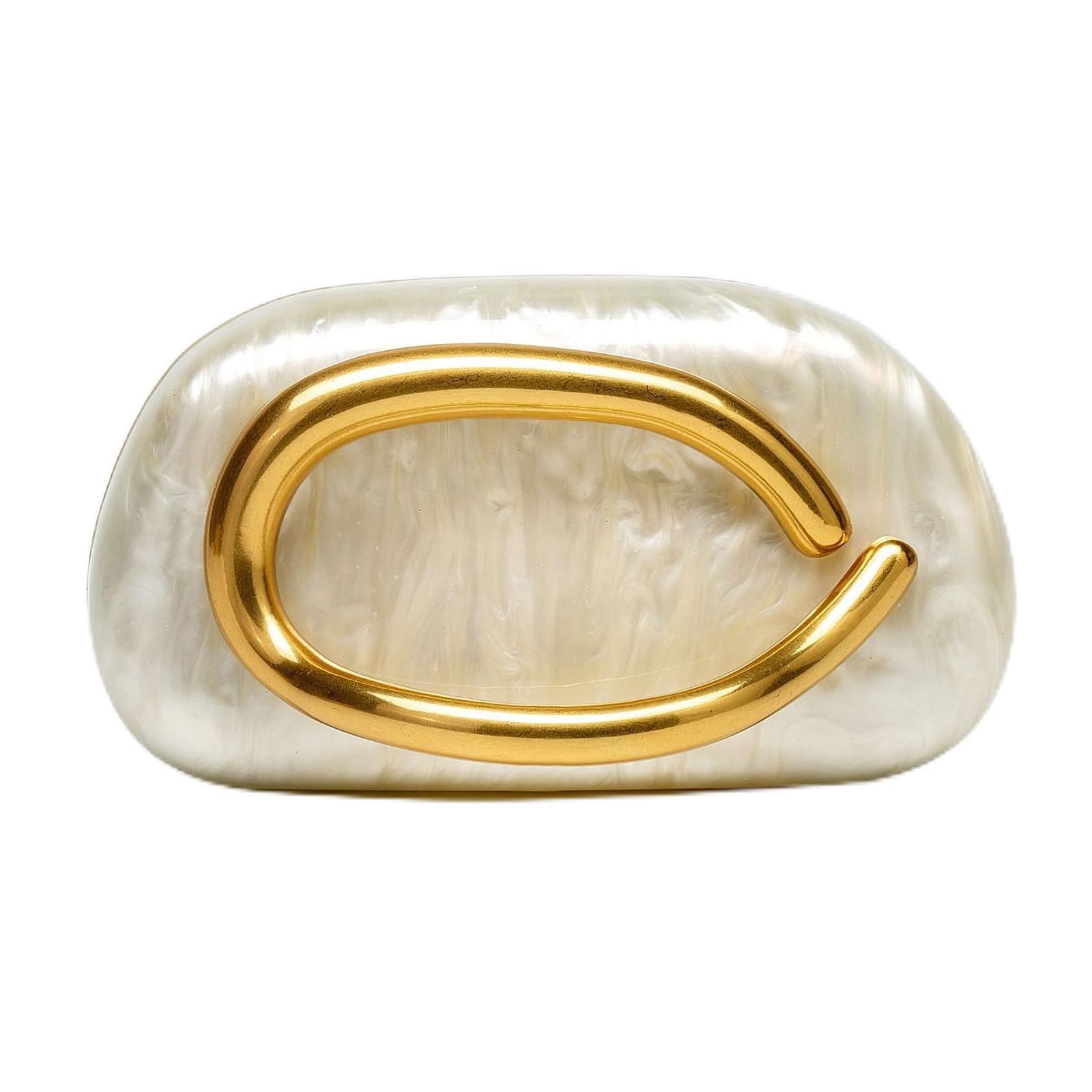 Gold Clutch Purses for Women Formal,Marble Acrylic Women's Evening Handbags Purse,Trendy Metal Handle Evening Purse