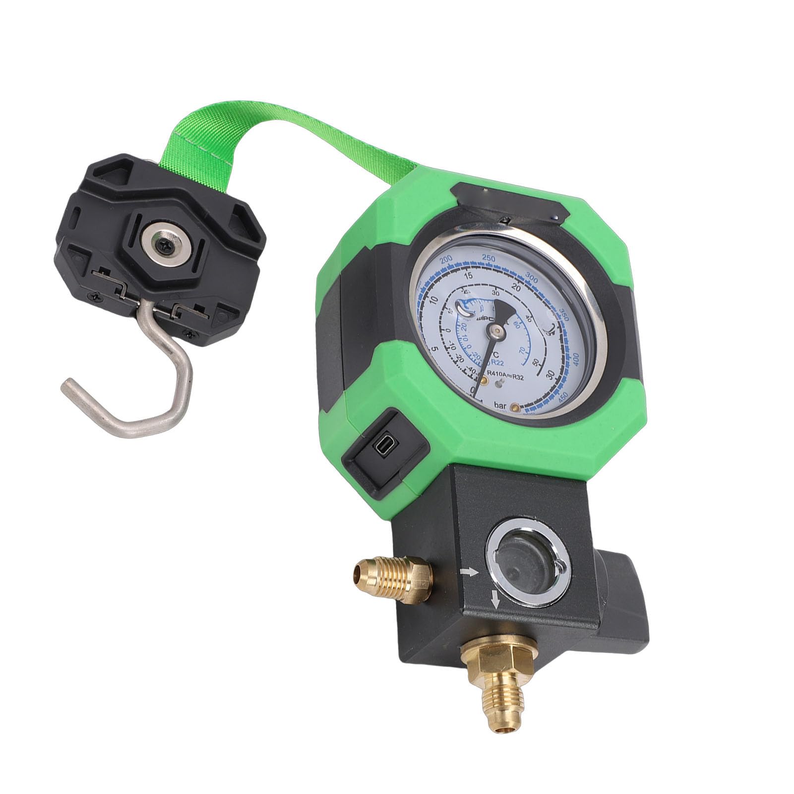 SEAFRONT HVAC Manometer Kältemitteldruckmesser 0-500 Psi for R410 R22 R32 | Metall-/Kunststoffgehäuse, , 1500 MAh , LED-Licht, 90° Aufhängebügel