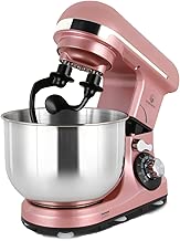 Stand Mixer Double Shaft, MURENKING 4-Qt 300W Tilt-Head 6 Speed Electric Food Mixer Kitchen MK18C, Stainless Steel Bowl, Double Hooks, Beater, Wire Whip and Splash Guard(Rose Smoky) - coolthings.us