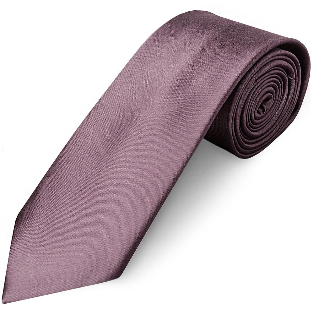 TIES R US Plain Mauve Satin Classic Men's Tie