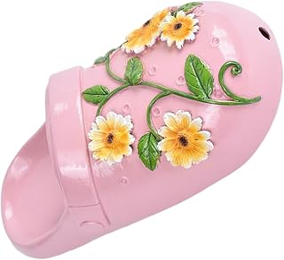 Maceta colgante de pared, 25 x 11 x 8 cm, color rosa, impermeable, adorno decorativo para jardín, diseño de pantuflas, suministros reutilizables para barandilla, balcón, patio trasero