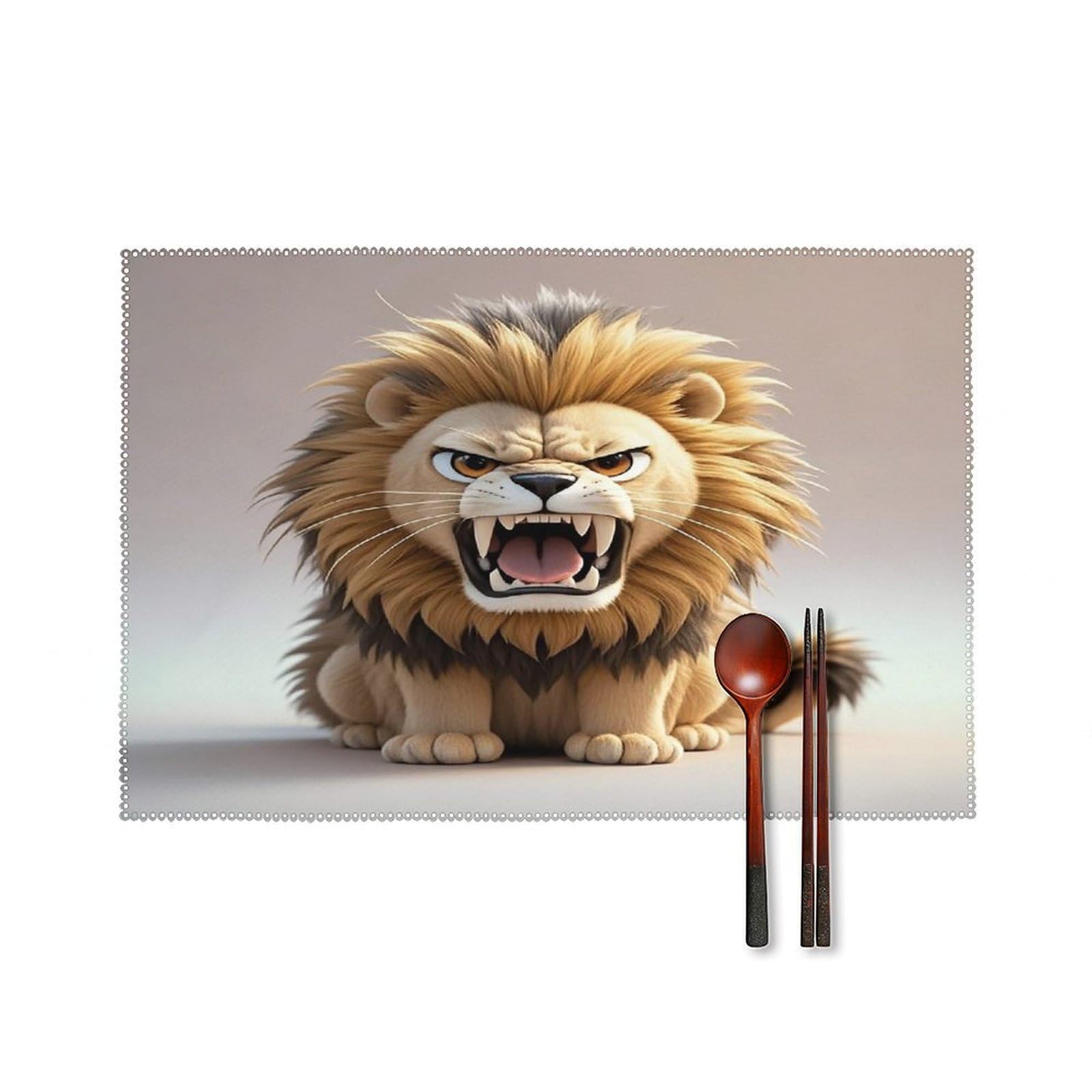 Lion Placemats Set of 6 Heat Resistant Non-Slip Place Mats Washable Wipeable Table Mats Elegant Farmhouse Placemat for Kitchen Dining Outdoor Party Table Decor